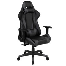 Flash Furniture CH-187230-1-GY-GG X20 Gray LeatherSoft Gaming / Racing Office Ergonomic Swivel Chair with Reclining Back