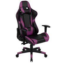 Flash Furniture CH-187230-1-PR-GG X20 Purple LeatherSoft Gaming / Racing Office Ergonomic Swivel Chair with Reclining Back