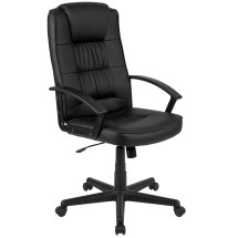 Flash Furniture CH-197051X000-BK-GG High Back Black LeatherSoft-Padded Task Office Chair with Arms