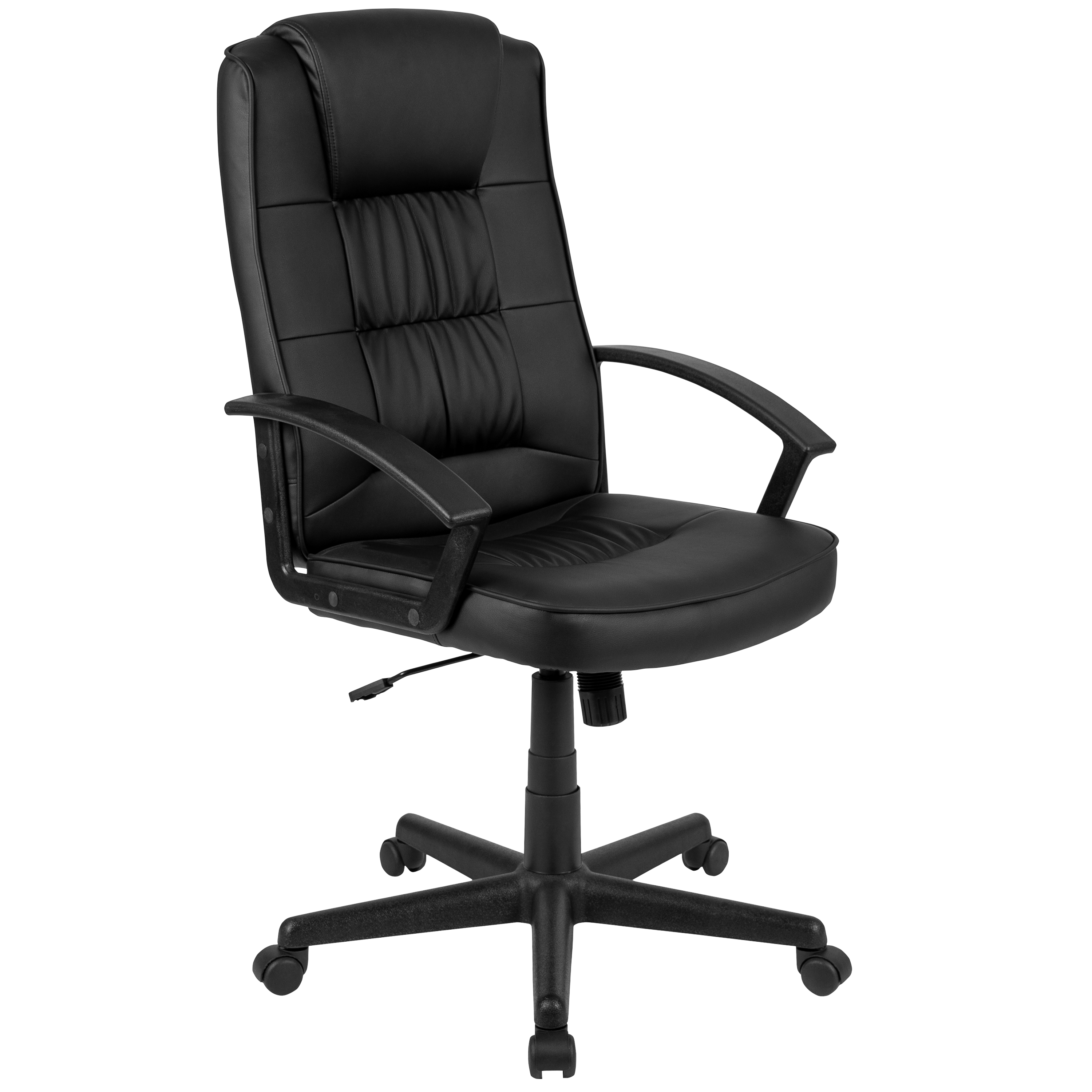 Flash Furniture CH-197051X000-BK-GG High Back Black LeatherSoft-Padded Task Office Chair with Arms