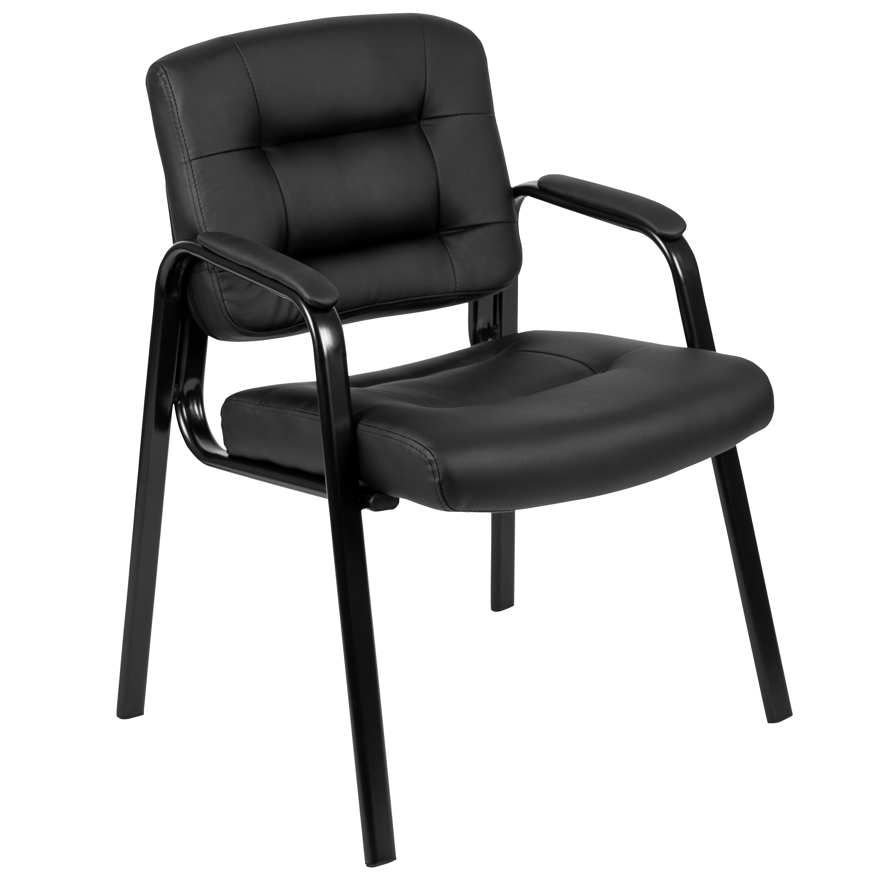 Flash Furniture CH-197221X000-BK-GG Black LeatherSoft Executive Reception Chair with Black Metal Frame