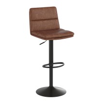 Flash Furniture CH-202071-BR-GG Modern Mid-Back Adjustable Height Cognac LeatherSoft Channel Stitched Bar Stool, Set of 2
