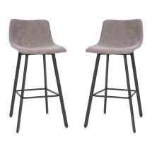 Flash Furniture CH-212069-30-GY-GG Modern Armless 30&quot; Gray LeatherSoft Bar Height Stool, Black Iron Frame, Set of 2