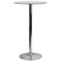 Flash Furniture CH-3-GG 23.75'' Round Glass Table with 41.75''H Chrome Base