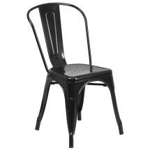Flash Furniture CH-31230-BK-GG Black Metal Indoor/Outdoor Stackable Chair