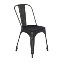 Flash Furniture CH-31230-BK-PL1B-GG Black Metal Indoor/Outdoor Stackable Chair with Black Poly Resin Wood Seat