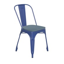 Flash Furniture CH-31230-BL-PL1C-GG Blue Metal Indoor/Outdoor Stackable Chair with Teal-Blue Poly Resin Wood Seat