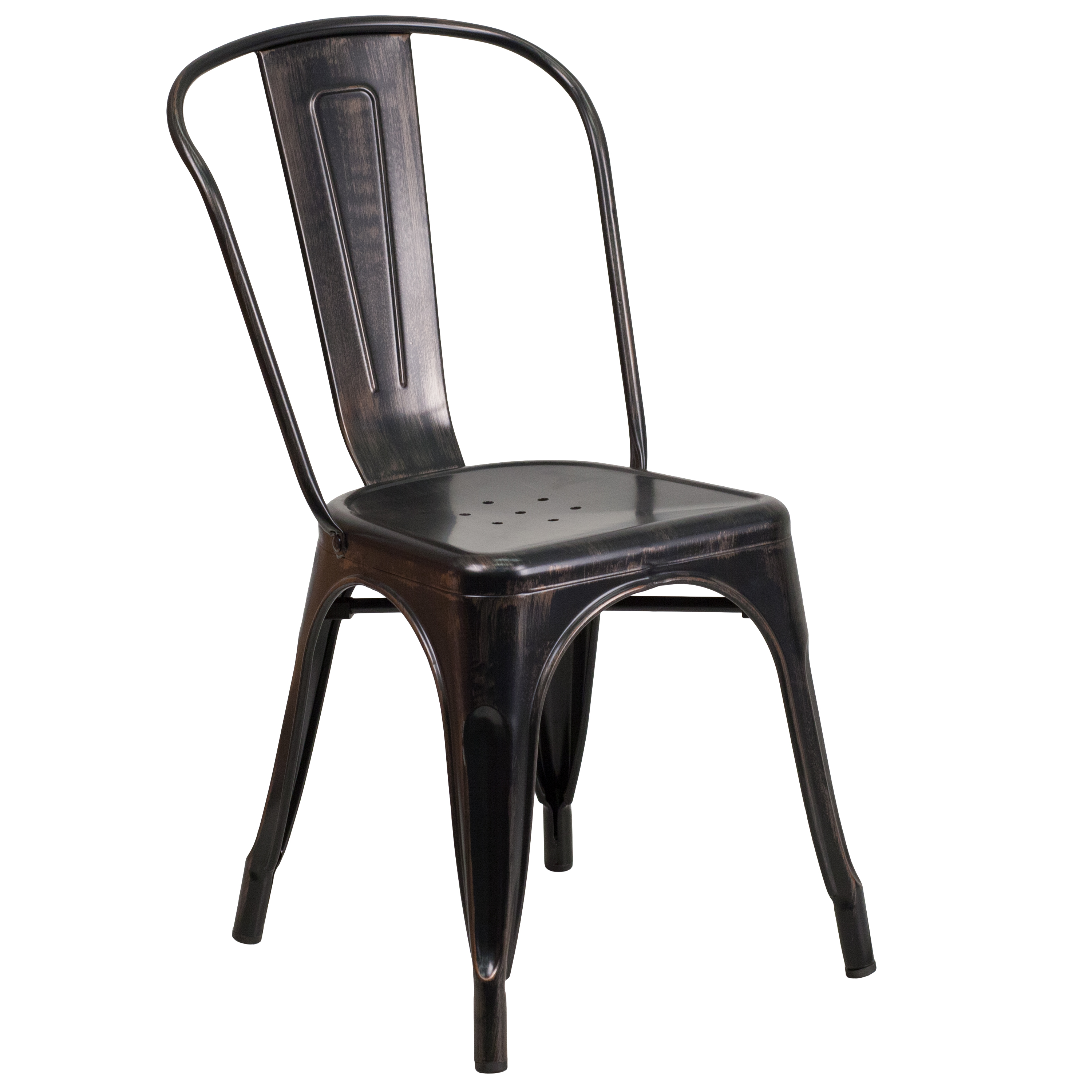 Flash Furniture CH-31230-BQ-GG Black-Antique Gold Metal Indoor/Outdoor Stackable Chair