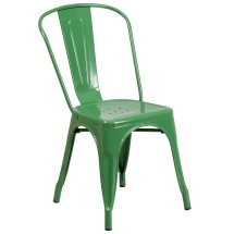 Flash Furniture CH-31230-GN-GG Green Metal Indoor/Outdoor Stackable Chair