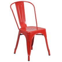 Flash Furniture CH-31230-RED-GG Red Metal Indoor/Outdoor Stackable Chair