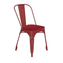 Flash Furniture CH-31230-RED-PL1R-GG Red Metal Indoor/Outdoor Stackable Chair with Red Poly Resin Wood Seat