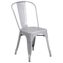 Flash Furniture CH-31230-SIL-GG Silver Metal Indoor/Outdoor Stackable Chair