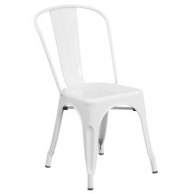 Flash Furniture CH-31230-WH-GG White Metal Indoor/Outdoor Stackable Chair