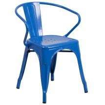 Flash Furniture CH-31270-BL-GG Blue Metal Indoor/Outdoor Chair with Arms