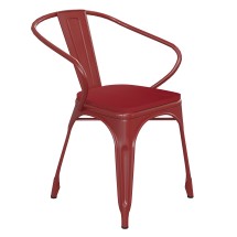 Flash Furniture CH-31270-RED-PL1R-GG Red Metal Indoor/Outdoor Chair with Arms with Red Poly Resin Wood Seat