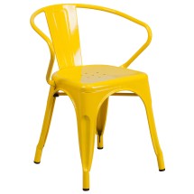 Flash Furniture CH-31270-YL-GG Yellow Metal Indoor/Outdoor Chair with Arms