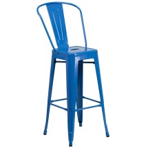 Flash Furniture CH-31320-30GB-BL-GG 30" Blue Metal Indoor/Outdoor Barstool with Removable Back