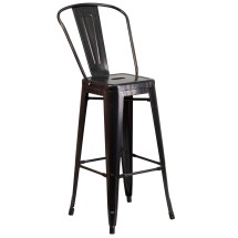 Flash Furniture CH-31320-30GB-BQ-GG 30&quot; Black-Antique Gold Metal Indoor/Outdoor Barstool with Removable Back