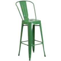 Flash Furniture CH-31320-30GB-GN-GG 30" Green Metal Indoor/Outdoor Barstool with Removable Back