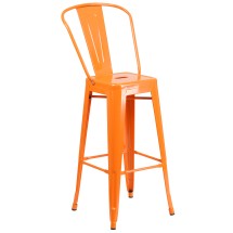 Flash Furniture CH-31320-30GB-OR-GG 30&quot; Orange Metal Indoor/Outdoor Barstool with Removable Back