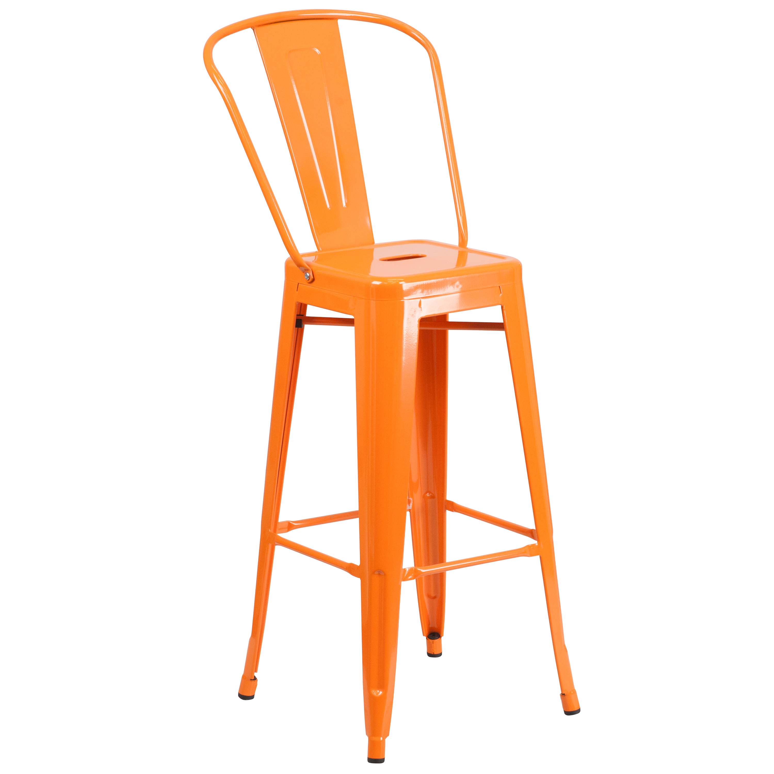 Flash Furniture CH-31320-30GB-OR-GG 30" Orange Metal Indoor/Outdoor Barstool with Removable Back