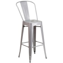 Flash Furniture CH-31320-30GB-SIL-GG 30" Silver Metal Indoor/Outdoor Barstool with Removable Back