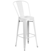 Flash Furniture CH-31320-30GB-WH-GG 30&quot; White Metal Indoor/Outdoor Barstool with Removable Back