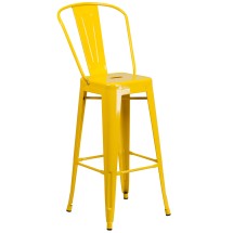 Flash Furniture CH-31320-30GB-YL-GG 30" Yellow Metal Indoor/Outdoor Barstool with Removable Back