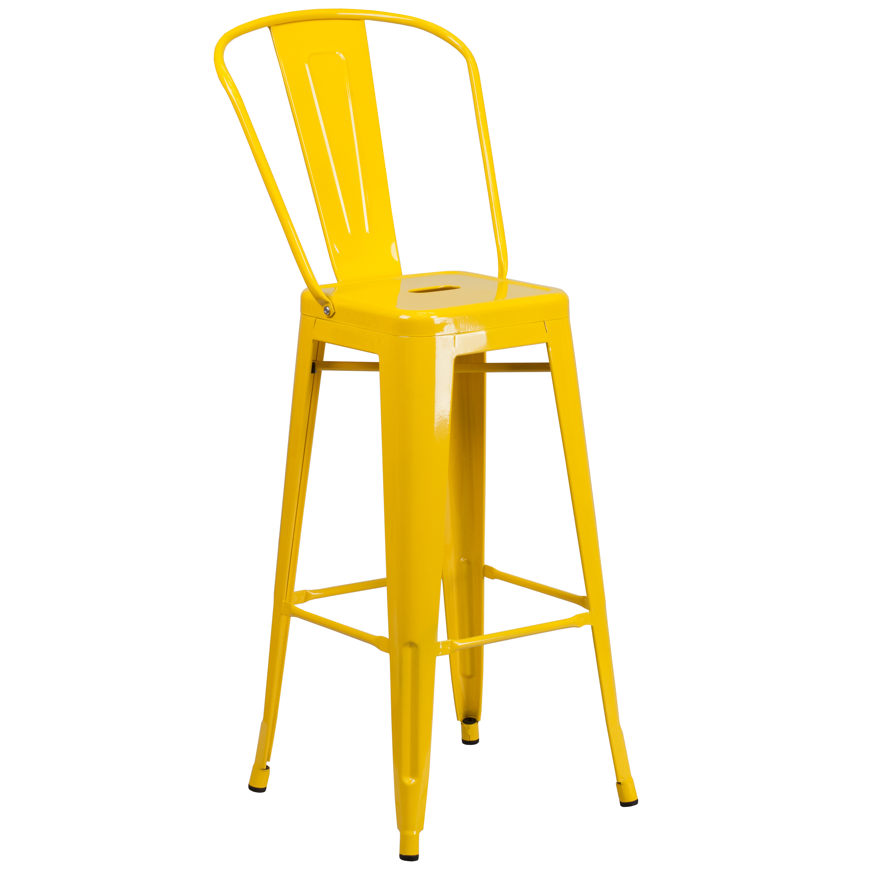 Flash Furniture CH-31320-30GB-YL-GG 30" Yellow Metal Indoor/Outdoor Barstool with Removable Back
