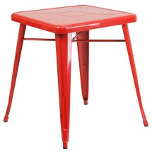Flash Furniture CH-31330-29-RED-GG 23.75" Square Red Metal Indoor/Outdoor Table