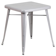 Flash Furniture CH-31330-29-SIL-GG 23.75&quot; Square Silver Metal Indoor/Outdoor Table