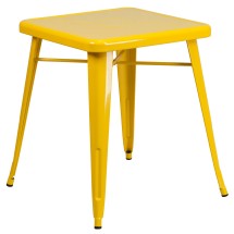 Flash Furniture CH-31330-29-YL-GG 23.75" Square Yellow Metal Indoor/Outdoor Table
