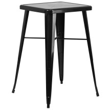 Flash Furniture CH-31330-BK-GG 23.75" Square Black Metal Indoor/Outdoor Bar Height Table