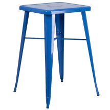 Flash Furniture CH-31330-BL-GG 23.75" Square Blue Metal Indoor/Outdoor Bar Height Table