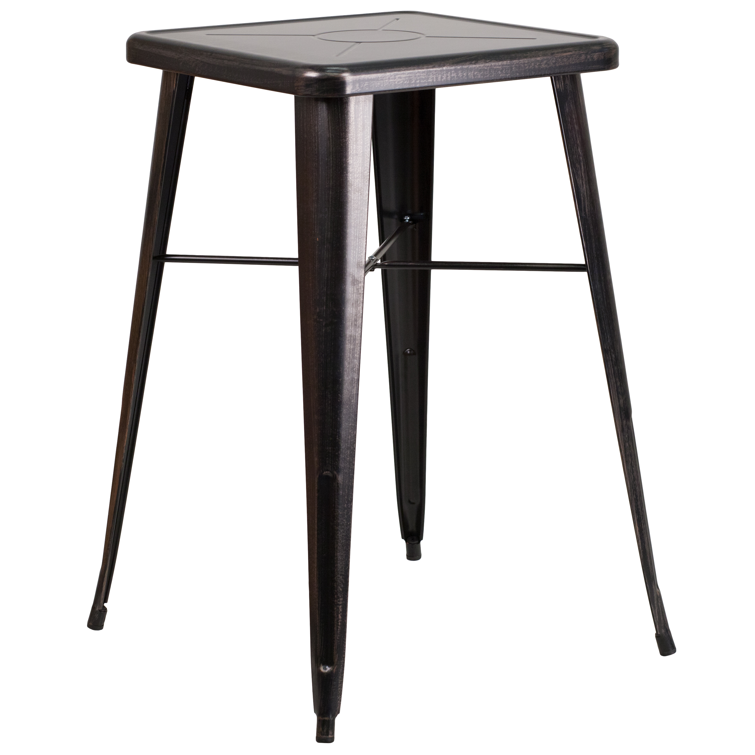 Flash Furniture CH-31330-BQ-GG 23.75" Square Black-Antique Gold Metal Indoor/Outdoor Bar Height Table
