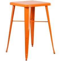 Flash Furniture CH-31330-OR-GG 23.75&quot; Square Orange Metal Indoor/Outdoor Bar Height Table