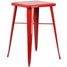 Flash Furniture CH-31330-RED-GG 23.75" Square Red Metal Indoor/Outdoor Bar Height Table