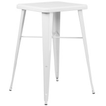 Flash Furniture CH-31330-WH-GG 23.75" Square White Metal Indoor/Outdoor Bar Height Table