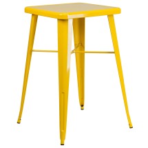Flash Furniture CH-31330-YL-GG 23.75" Square Yellow Metal Indoor/Outdoor Bar Height Table