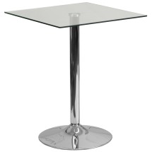 Flash Furniture CH-4-GG 23.75'' Square Glass Table with 30''H Chrome Base