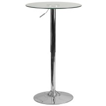 Flash Furniture CH-5-GG 23.5'' Round Adjustable Height Glass Table