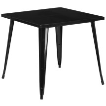 Flash Furniture CH-51040-29-BK-GG 31.75&quot; Square Black Metal Indoor/Outdoor Table