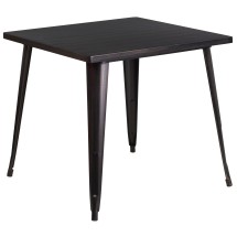 Flash Furniture CH-51040-29-BQ-GG 31.75" Square Black-Antique Gold Metal Indoor/Outdoor Table