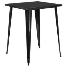 Flash Furniture CH-51040-40-BK-GG 31.5" Square Black Metal Indoor/Outdoor Bar Height Table
