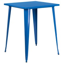 Flash Furniture CH-51040-40-BL-GG 31.5" Square Blue Metal Indoor/Outdoor Bar Height Table