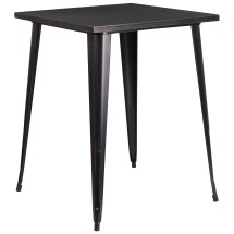 Flash Furniture CH-51040-40-BQ-GG 31.5&quot; Square Black-Antique Gold Metal Indoor/Outdoor Bar Height Table