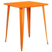 Flash Furniture CH-51040-40-OR-GG 31.5" Square Orange Metal Indoor/Outdoor Bar Height Table