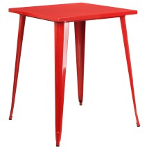Flash Furniture CH-51040-40-RED-GG 31.5" Square Red Metal Indoor/Outdoor Bar Height Table