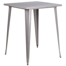 Flash Furniture CH-51040-40-SIL-GG 31.5" Square Silver Metal Indoor/Outdoor Bar Height Table