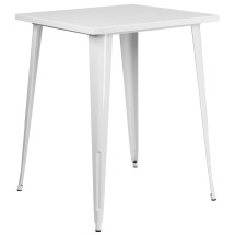 Flash Furniture CH-51040-40-WH-GG 31.5" Square White Metal Indoor/Outdoor Bar Height Table